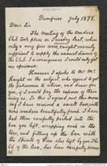 Nachlass Franz Steindachner, Brief von William Brown; J. Henderson an Franz Steindachner (Juli 1878), Inv.Nr. 58.01, Seite 1